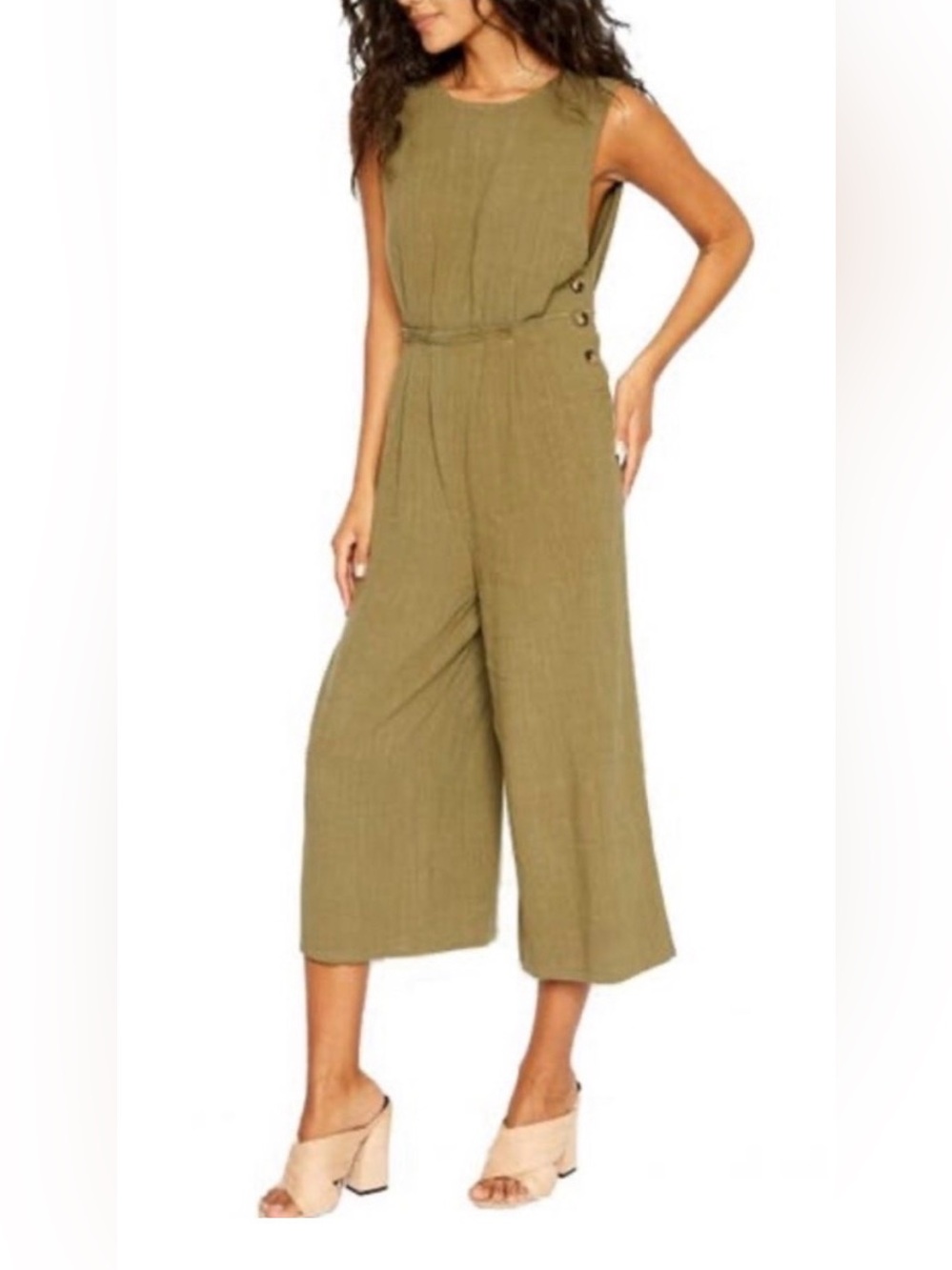 NWT Sadie & Sage Cotton/Linen Blend Cropped Reversible Jumpsuit